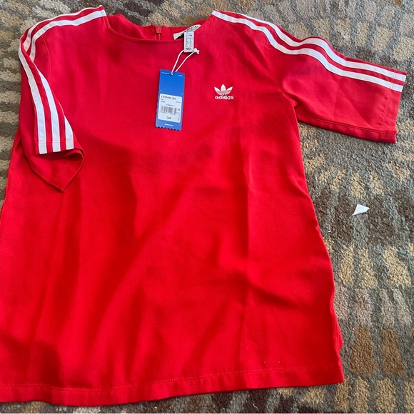 Adidas Red 3 Stripes Tee Jersey - Picture 3 of 13